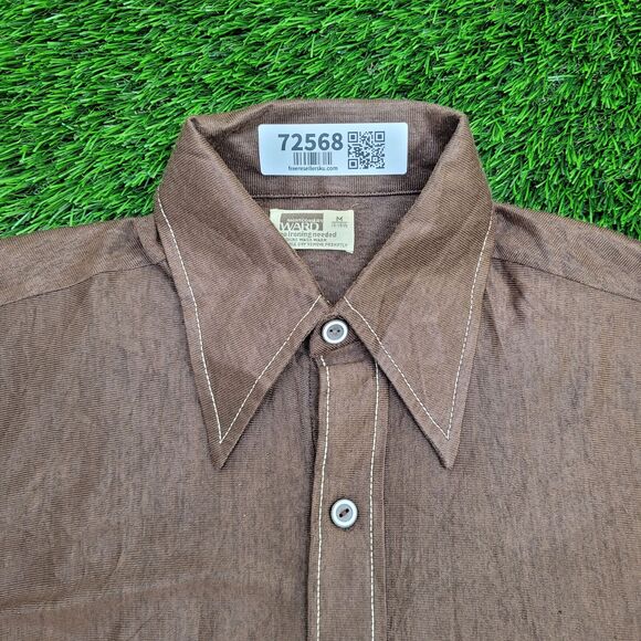 Vintage 80s MOD Hippie Button Shirt S/M19x26 Disco Western - Picture 7 of 9